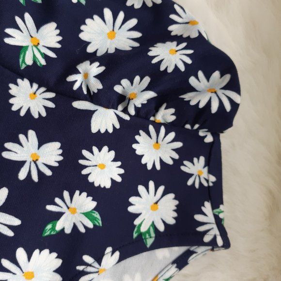 Long sleeve midi length daisy print dress - Picture 4 of 7